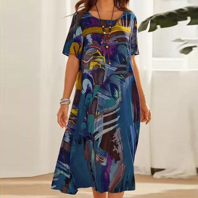 Elvira | Elegantes Midikleid im künstlerischen Stil