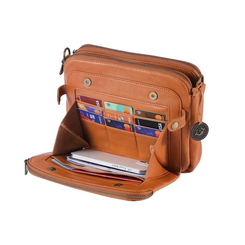 Cecilie | Schultertasche und Handtasche aus drei Schichten Leder
