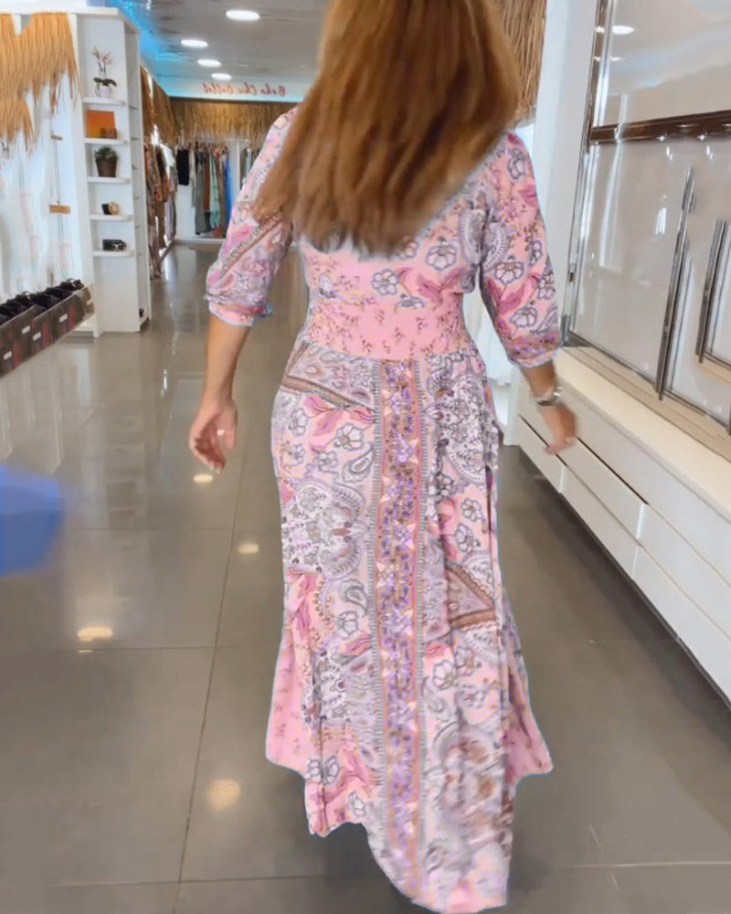 Miriam | Stylisches Urlaubskleid mit V-Ausschnitt und 3/4-Ärmeln