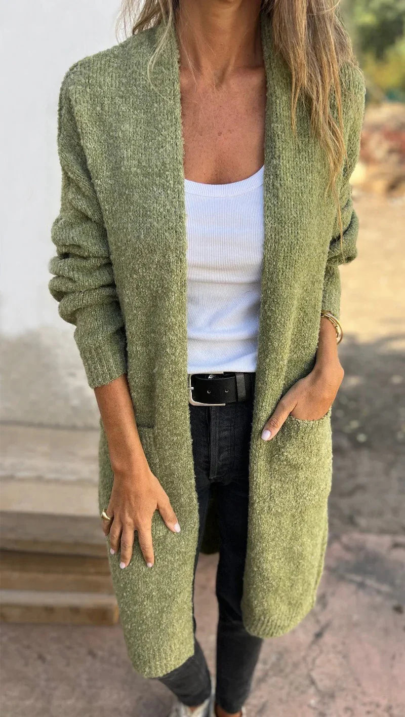 Helena™ | Kuscheliger Strickmantel - Kläder och Accessoarer - Grün / S