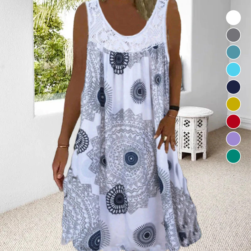 Grant | Ärmelloses Midi-Jochkleid mit Prints