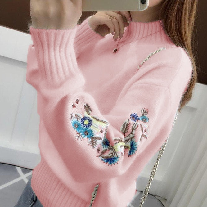 Ariah | weicher Strickpullover aus Kaschmir mit Blumenmuster.