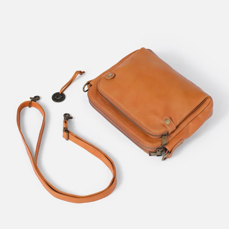 Cecilie | Schultertasche und Handtasche aus drei Schichten Leder