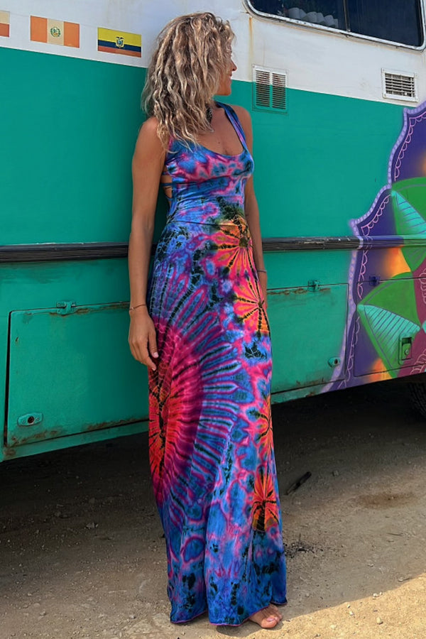 Talie | Tie-Dye Maxikleid mit Rückenschnürung