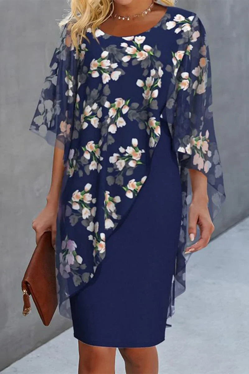 Risse | Midikleid mit floralem Überwurf