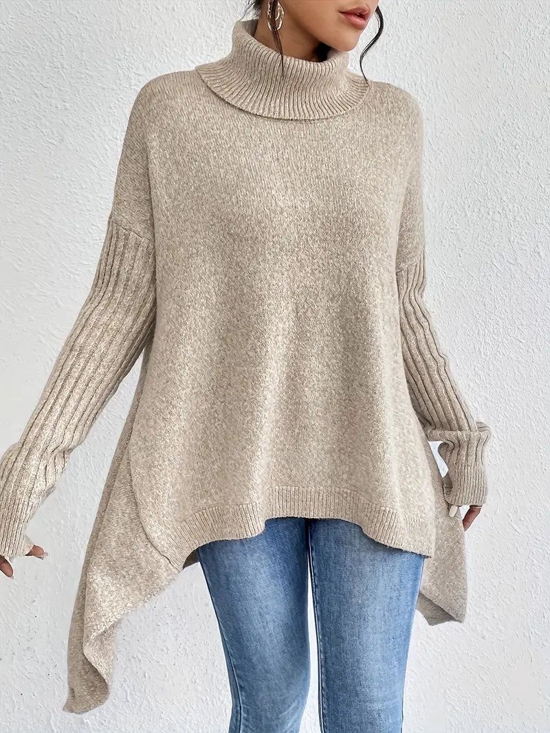 Briella | Eleganter Damenpullover, lang & kuschelig mit Rollkragen