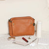 Cecilie | Schultertasche und Handtasche aus drei Schichten Leder