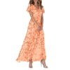 Tiera | Maxikleid mit geblümten Flatterärmeln aus Chiffon