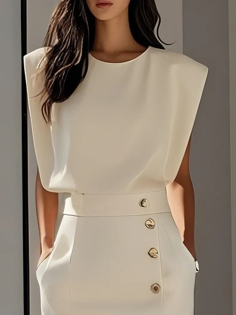 Nice | Einfarbiges Midikleid mit Knopfleiste