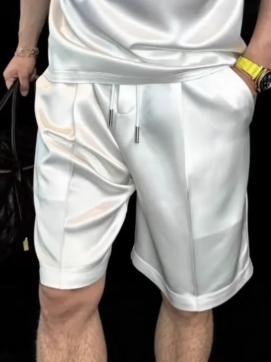 Rowell | elegantes Freizeit-Set aus seidigem T-Shirt und Shorts