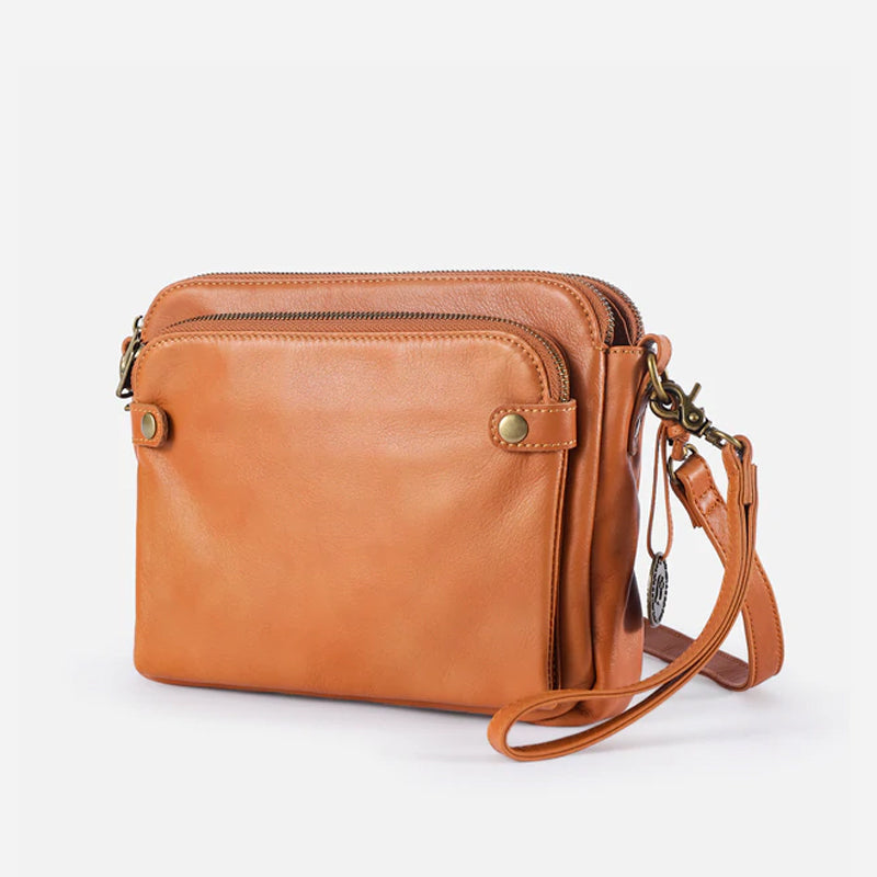 Cecilie | Schultertasche und Handtasche aus drei Schichten Leder