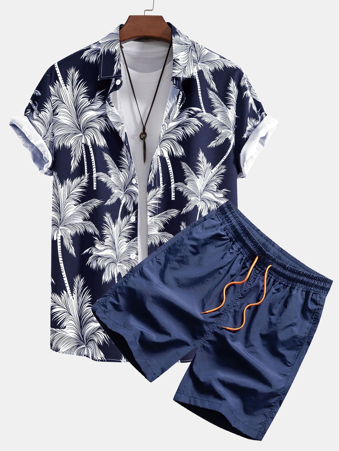 Bradly | Hemd mit Palmenprint und stylische Badeshorts