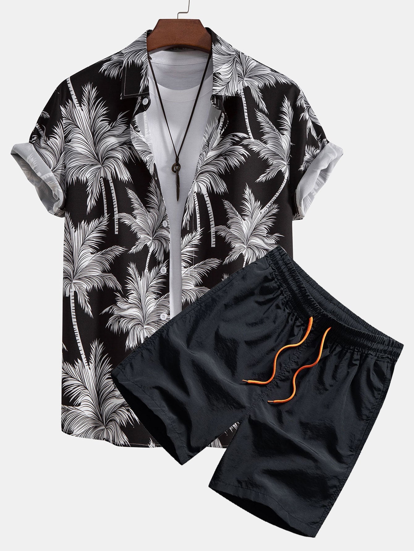 Bradly | Hemd mit Palmenprint und stylische Badeshorts