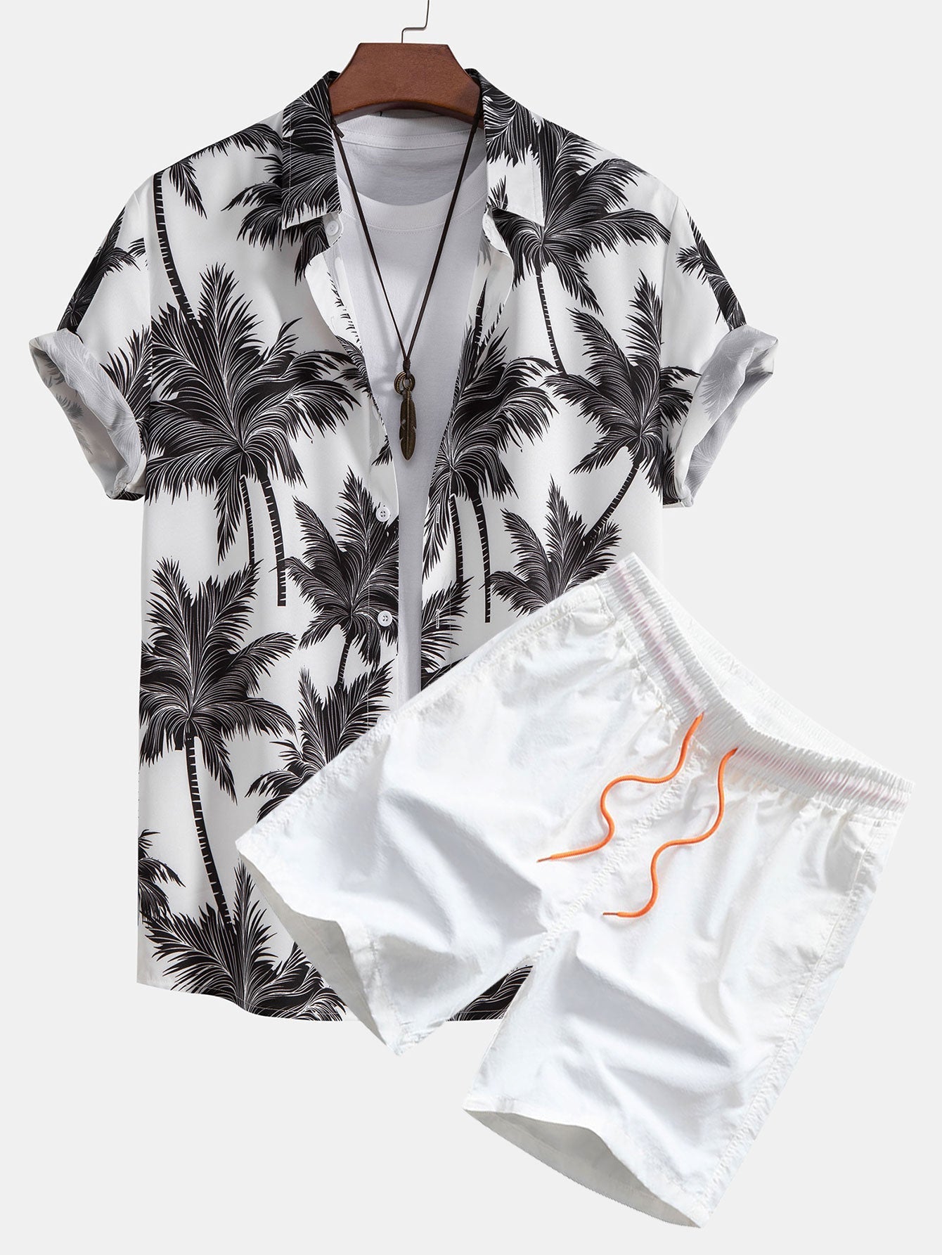 Bradly | Hemd mit Palmenprint und stylische Badeshorts