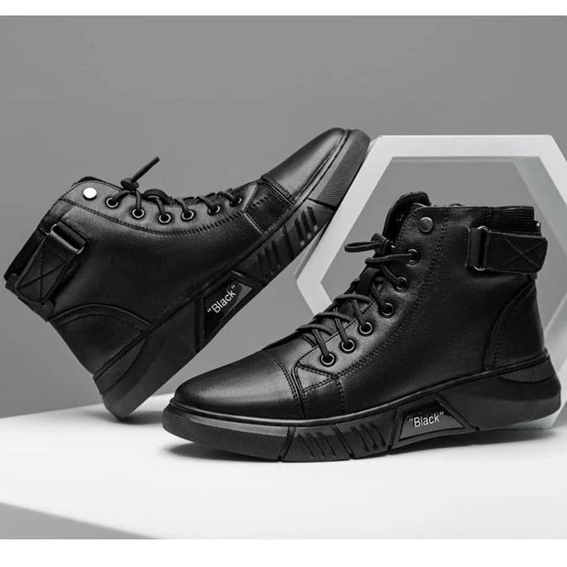 Ashton | Warme schwarze Lederstiefel