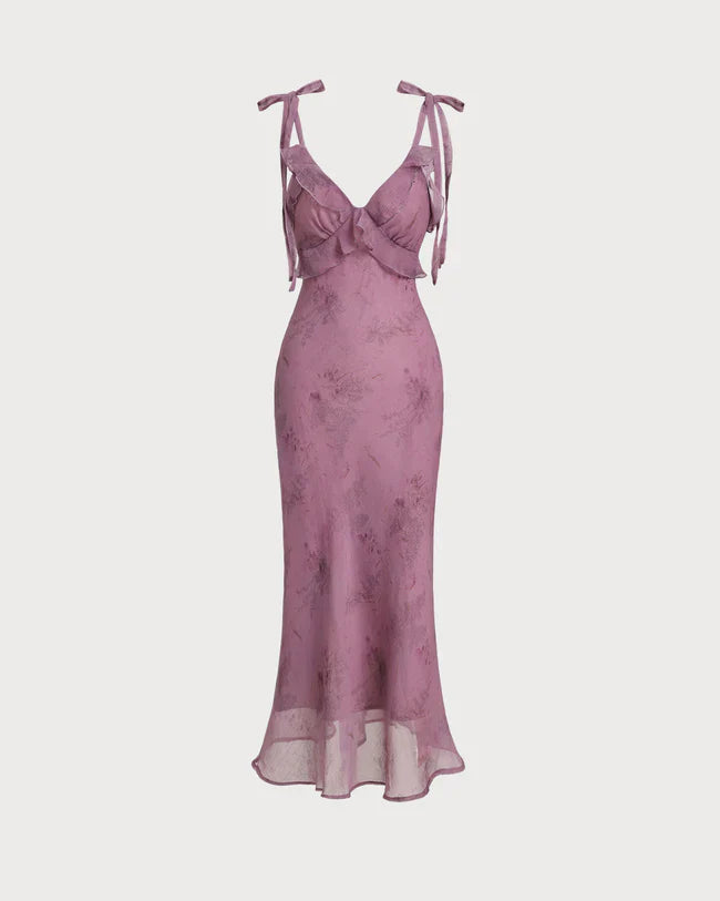 Gavia | Geblümtes Midikleid mit Rüschen und Bindeband