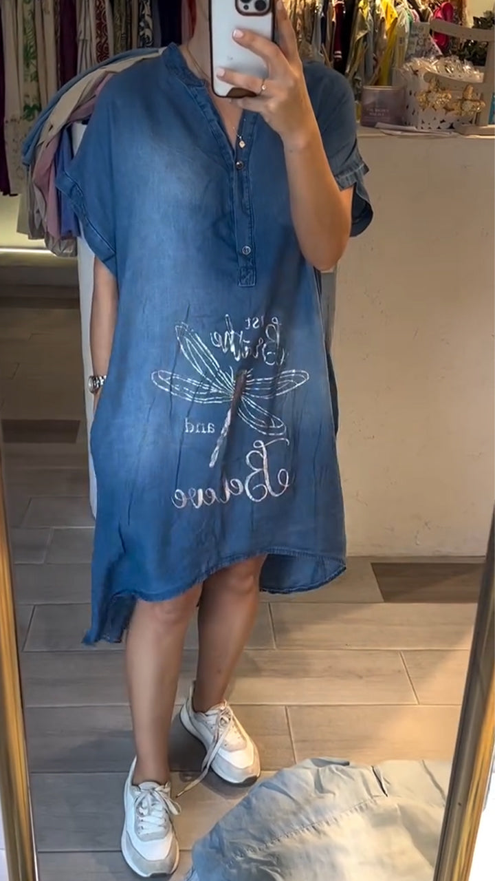Eilan | Dragonfly Denim Lose Kleid