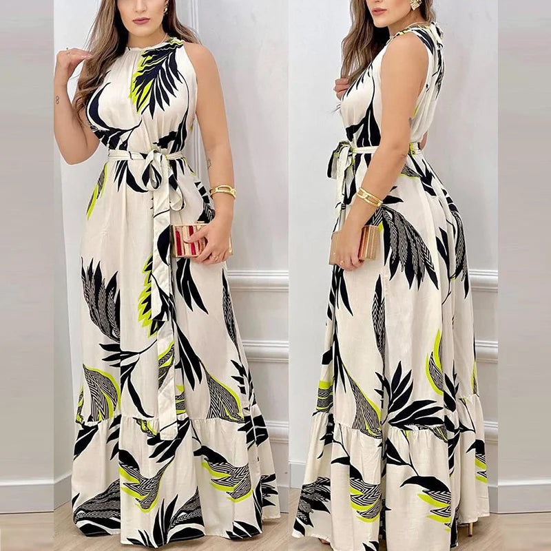 Clare | Tropisches Maxikleid mit Neckholder