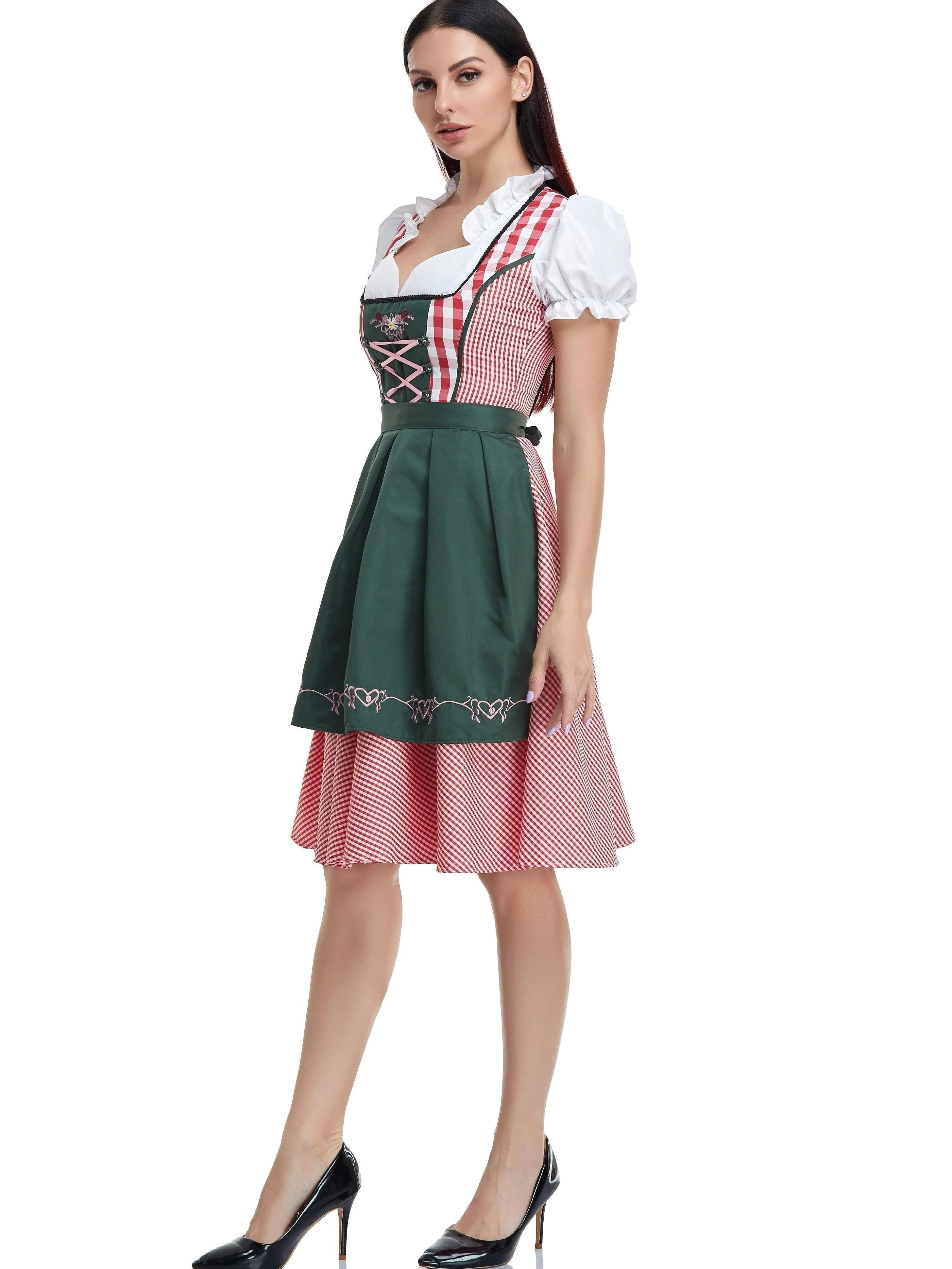 Damen Olivgrünes Dirndl Kleid Oktoberfest