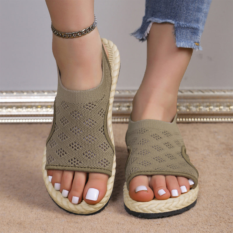 Ivory | Bequeme flache Damen-Sandalen aus Maschenware