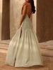 Terresa | Modisches Patchwork-Maxikleid mit Plissee und Schlitz
