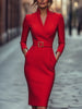 Wynter | Elegantes schwarzes Kleid, tailliert & mit Gürtel