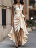 Ren | Satin-Halter-Rüschen-Kleid