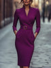 Wynter | Elegantes schwarzes Kleid, tailliert & mit Gürtel