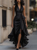 Ren | Satin-Halter-Rüschen-Kleid