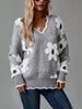 Xarina | V-Ausschnitt-Pullover mit Blumenmuster