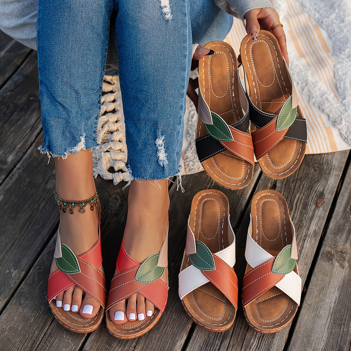 Imani | Blatt Vibe Keilabsatz-Sandalen