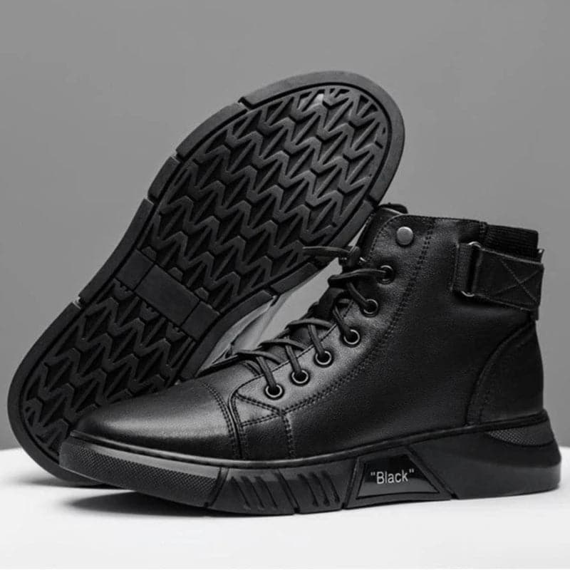 Ashton | Warme schwarze Lederstiefel