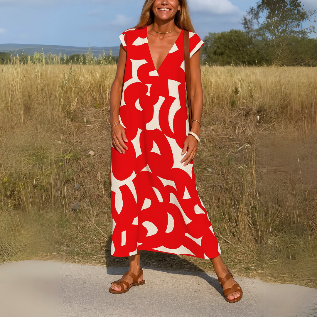 Teresa | elegantes Kleid mit fließendem V-Ausschnitt