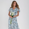 Tiera | Maxikleid mit geblümten Flatterärmeln aus Chiffon