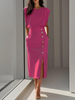 Nice | Einfarbiges Midikleid mit Knopfleiste
