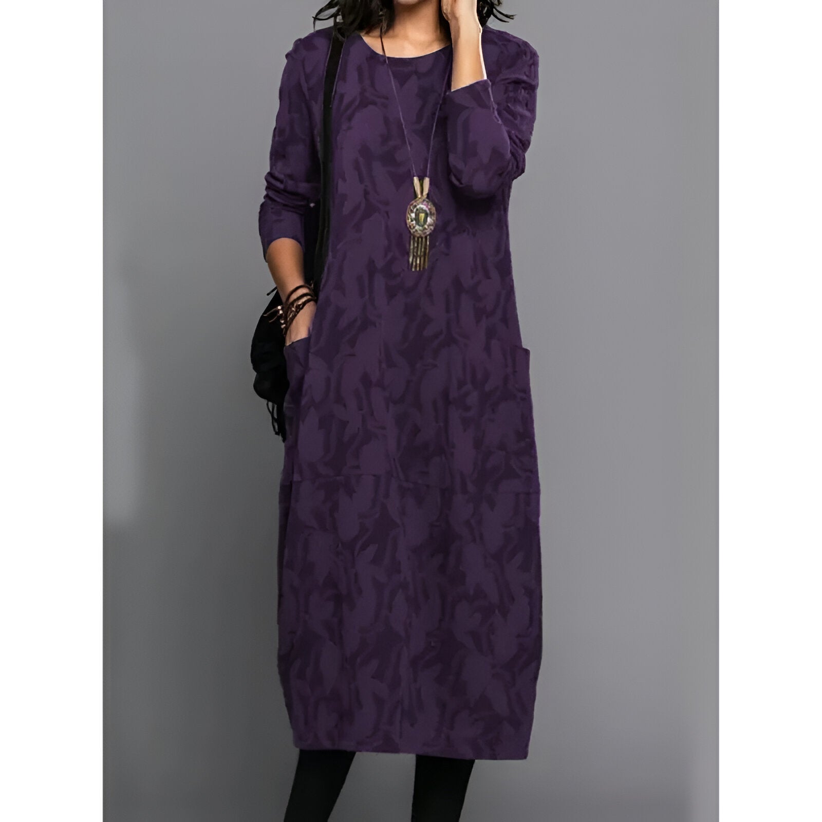 Lena | Stylisches Winterkleid - Lila / S