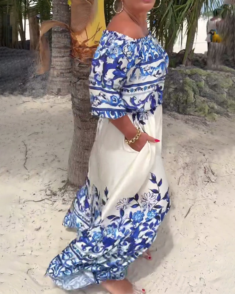 Emilia™ | Luftiges Off-Shoulder-Kleid mit sommerlichem Print