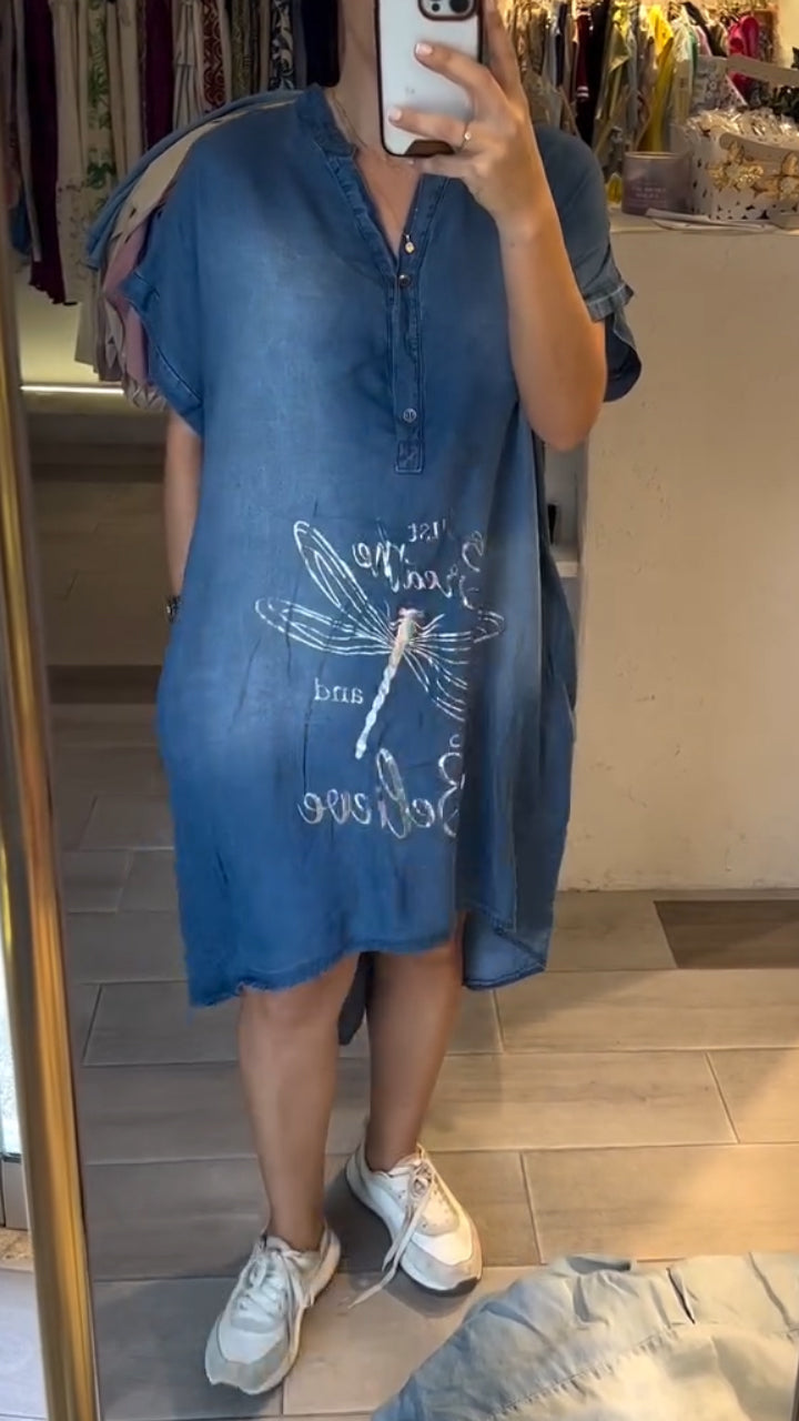 Eilan | Dragonfly Denim Lose Kleid