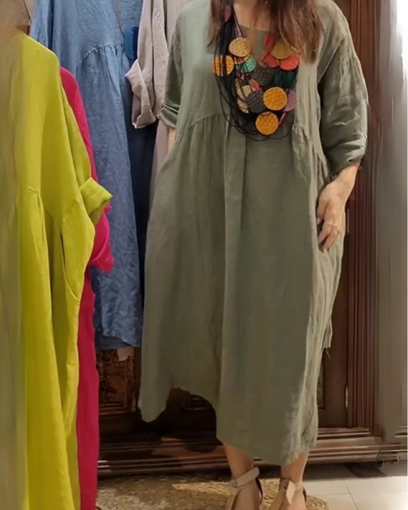 Grace | modisches Kleid aus Baumwolle und Leinen für Damen