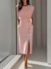 Nice | Einfarbiges Midikleid mit Knopfleiste