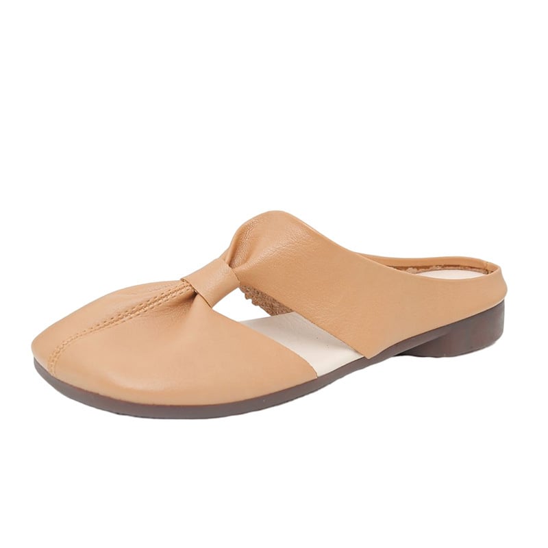 Kary | Flache Damen Pantoletten mit Schleife und Knoten