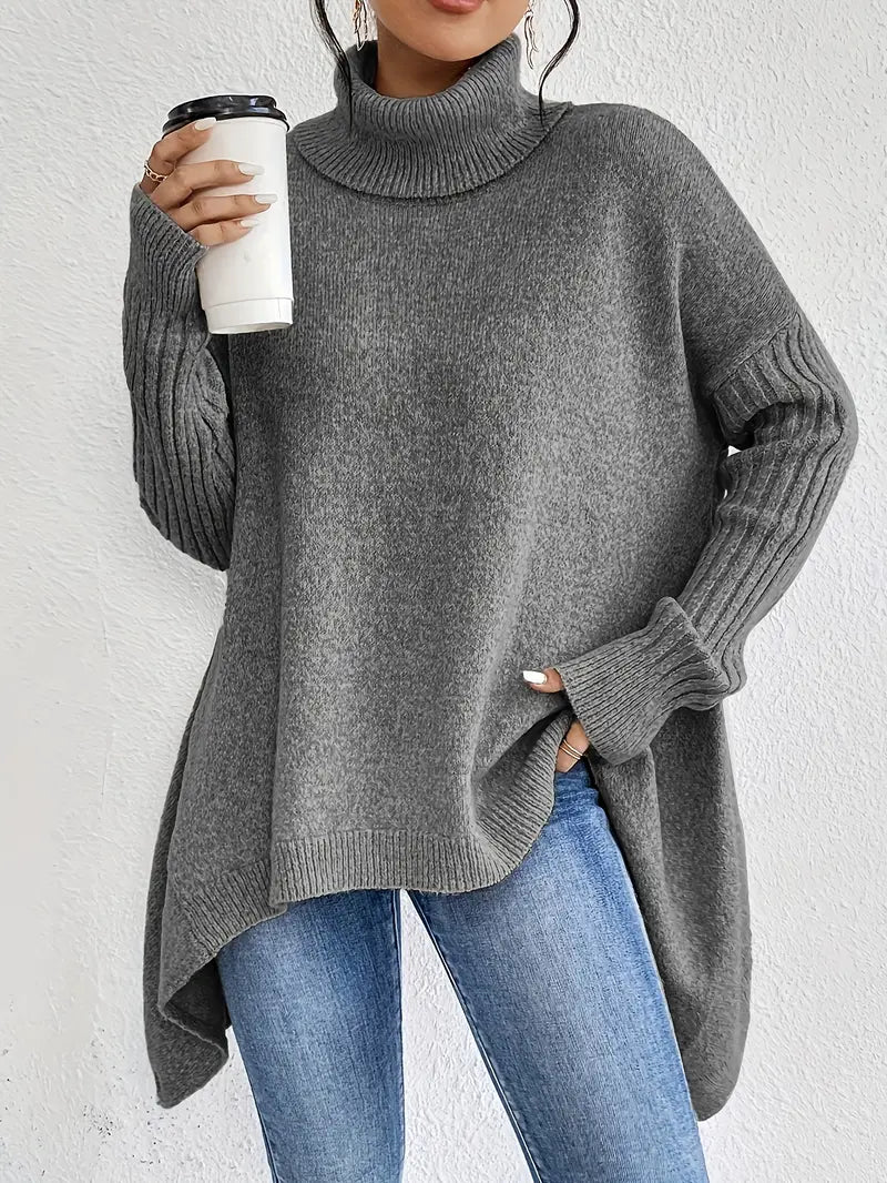 Briella | Eleganter Damenpullover, lang & kuschelig mit Rollkragen