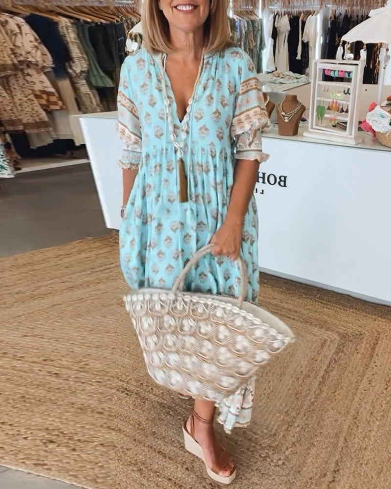 Liana | Bedrucktes Kleid mit V-Ausschnitt