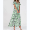 Tiera | Maxikleid mit geblümten Flatterärmeln aus Chiffon