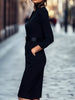 Wynter | Elegantes schwarzes Kleid, tailliert & mit Gürtel