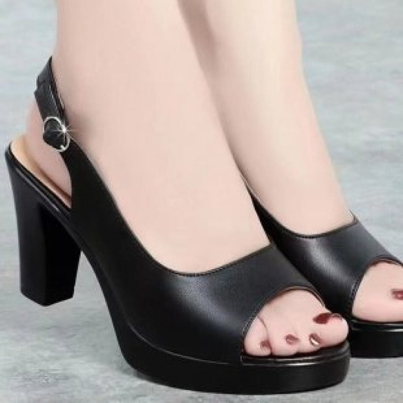 Misty | Kurze dicke Stiefel mit Schnallenabsatz