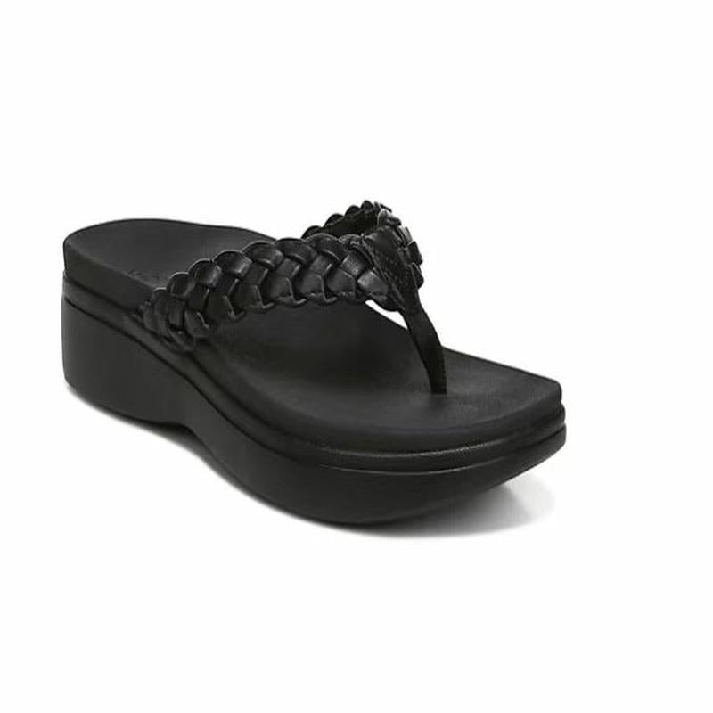 Sofi | Flip-Flops mit Keilabsatz und geflochtenem Riemen
