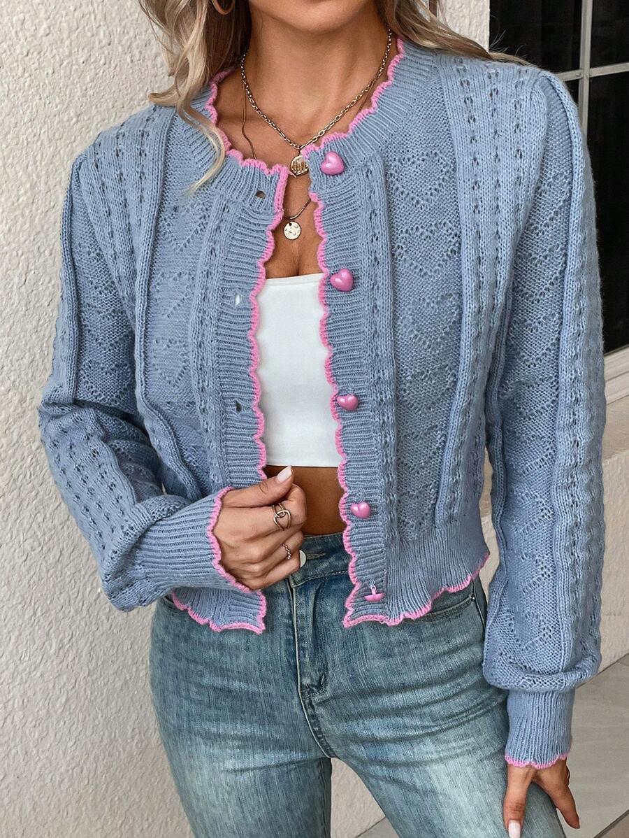 Fena | Damenstrickjacke mit kontrastierenden Bündchen