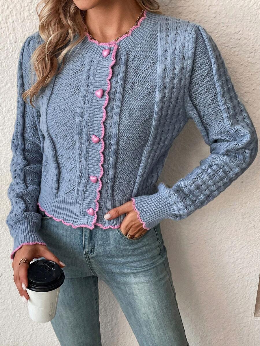 Fena | Damenstrickjacke mit kontrastierenden Bündchen