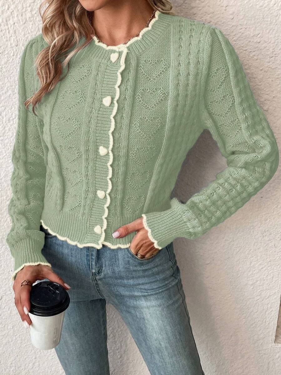 Fena | Damenstrickjacke mit kontrastierenden Bündchen